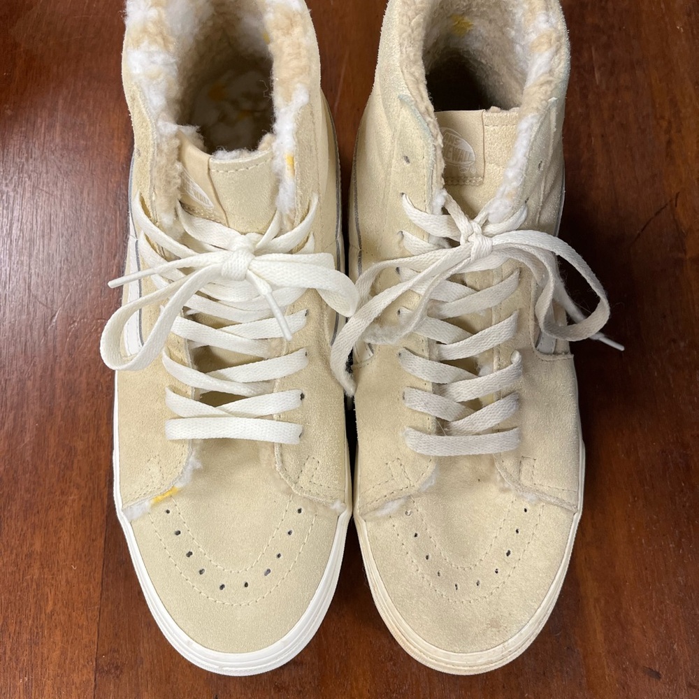 Vans Sk8 Cream High-Top Sneakers with Fur Lining